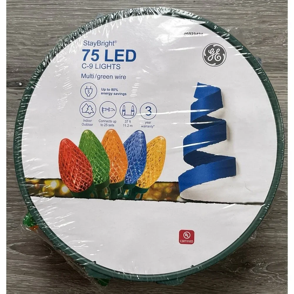 GE 75-count 37-ft StayBright Multicolor LED String Christmas Lights- New